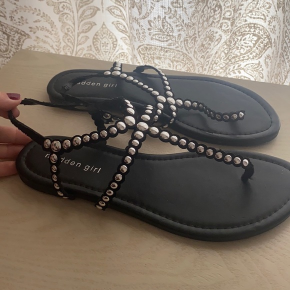 Black/Silver Studded Sandals - Picture 1 of 2